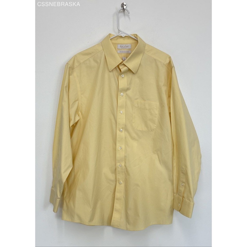 Roundtree & York Yellow Men's Dress Shirt Gold Lable‎ - Size 17.5